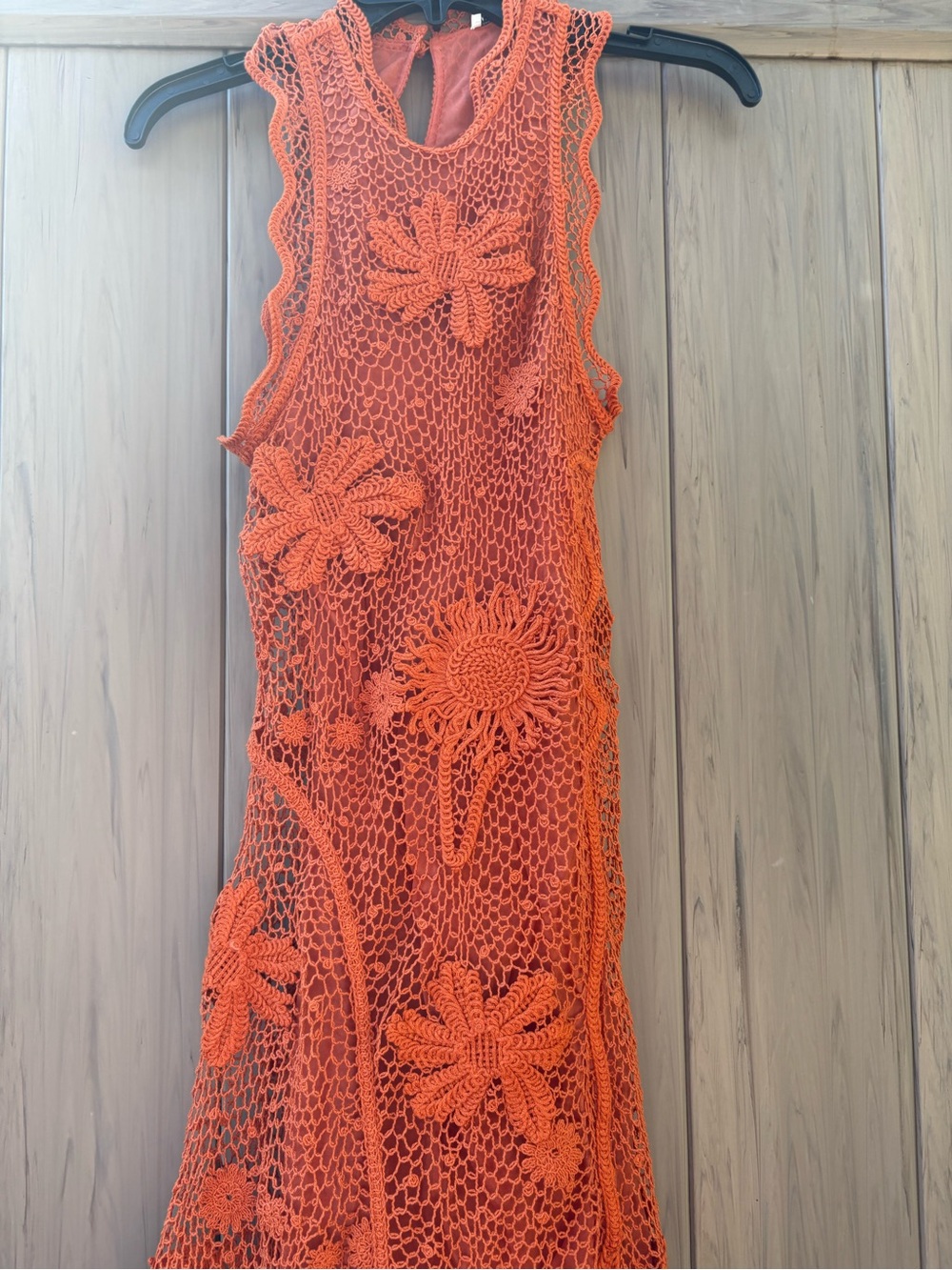 H&M STUDIO RUFFLED CROCHET-LOOK DRESS Orange/Sunflowers - Picture 14 of 16
